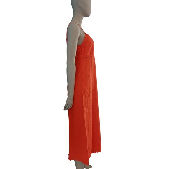 OLD NAVY Orange Dress Small Cami Top Midi Length Crochet Trim A Line Fall Season - Picture 4 of 15